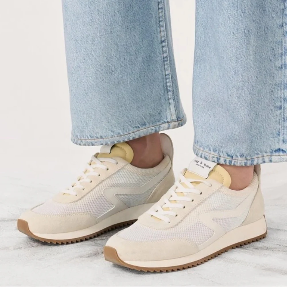 rag & bone Retro Runner Cream and Tan Women's Sneakers
